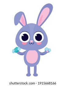 cute bonny with one soap bar vector illustration design