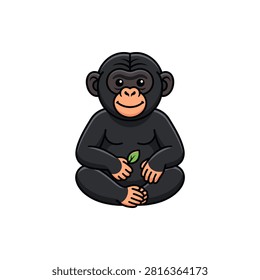 A cute bonobo monkey character in a flat vector style.