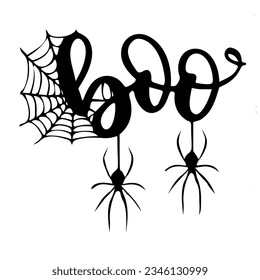 cute boo halloween design in black