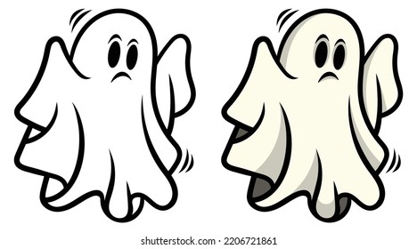 Cute boo, Halloween scary ghostly monsters, Cute cartoon spooky character, flat Halloween ghost, Isolated vector illustration, Funny Halloween,