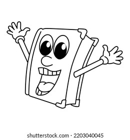 Cute book cartoon coloring page illustration vector. For kids coloring book.
