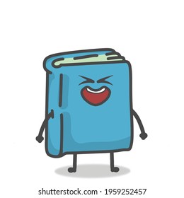 Cute Book Character Flat Cartoon Emoticon Vector Template Design Illustration