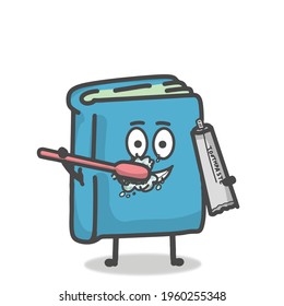 Cute Book Character Flat Cartoon Emoticon Vector Template Design Illustration