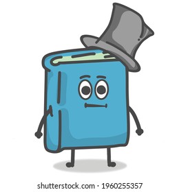 Cute Book Character Flat Cartoon Emoticon Vector Template Design Illustration