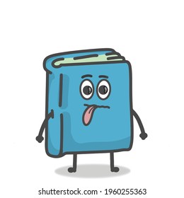 Cute Book Character Flat Cartoon Emoticon Vector Template Design Illustration