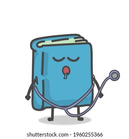 Cute Book Character Flat Cartoon Emoticon Vector Template Design Illustration