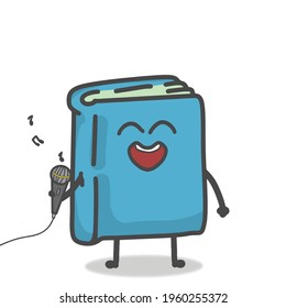 Cute Book Character Flat Cartoon Emoticon Vector Template Design Illustration