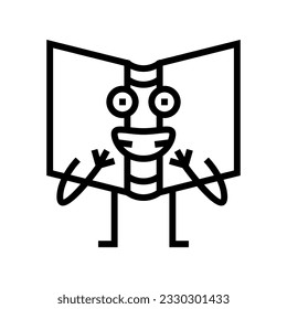 cute book character line icon vector. cute book character sign. isolated contour symbol black illustration