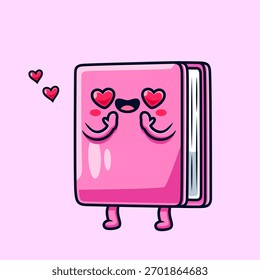 Nettes Buch Fall in Liebe Cartoon Vektorsymbol Illustration. Education Holiday Icon Concept Isolated Premium Vector. Flacher Cartoon-Stil