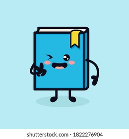 Cute book mascot logo design illustration