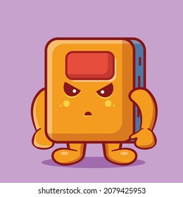 cute book mascot with mad expression isolated cartoon in flat style