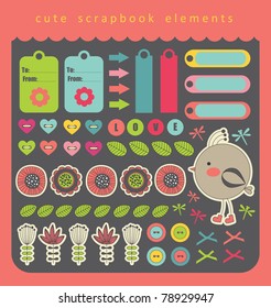 cute bookmarks for scrapbook. vector illustration