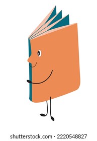 Cute books with funny faces. Cute School Supplies. Vector, kawaii