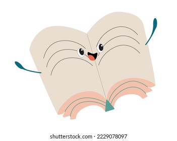 Cute books with funny faces. Cute School Supplies. Vector, kawaii