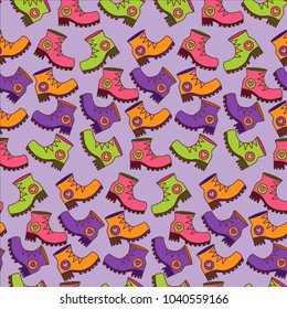 Cute boots seamless pattern. Vector illustration.