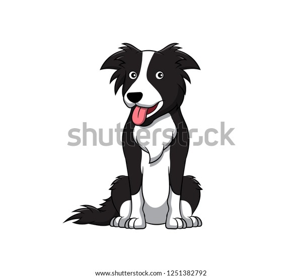 かわいいボーダーコリーの漫画の犬 純血種のコリードッグのベクターイラスト のベクター画像素材 ロイヤリティフリー