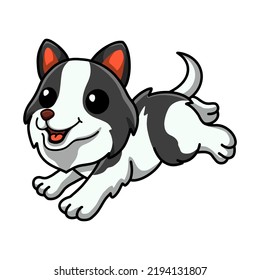 Cute border collie dog cartoon running