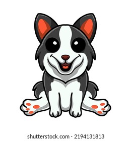 Cute border collie dog cartoon sitting