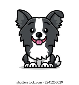 A CUTE BORDER COLLIE IS SITTING CARTOON ILLUSTRATION