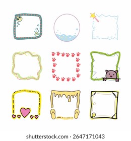 Cute border frame set illustration