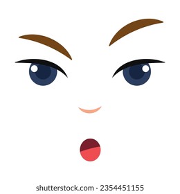 Cute borderless surprised facial expression Vector