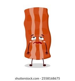 cute bored expression of bacon cartoon character
