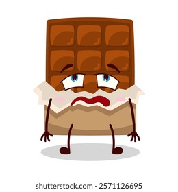 cute bored expression of bite chocolate bar character
