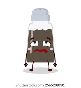 cute bored expression of black pepper cartoon character
