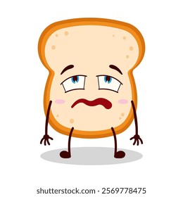 cute bored expression of bread cartoon character
