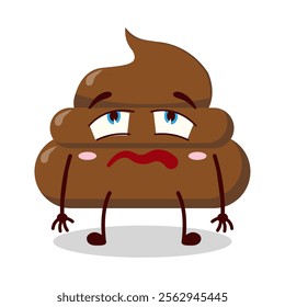 cute bored expression of chicken poop cartoon character
