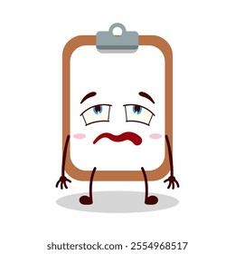 cute bored expression of clipboard cartoon character
