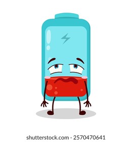 cute bored expression of empty battery cartoon character
