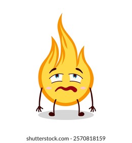 cute bored expression of fire cartoon character
