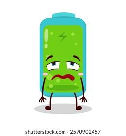 cute bored expression of full battery cartoon character
