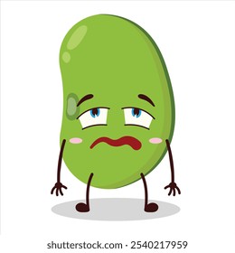 cute bored expression of mung bean  character