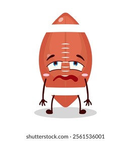 cute bored expression of rugby ball cartoon character
