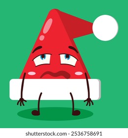 cute bored expression of Santa Clause hat character