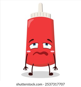 cute bored expression of tomato sauce bottle character