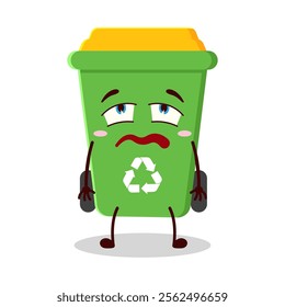 cute bored expression of trash bin cartoon character
