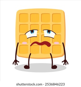 cute bored expression of waffle character