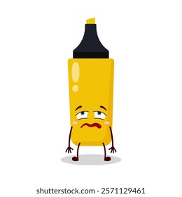 cute bored expression of yellow highlighter cartoon character
