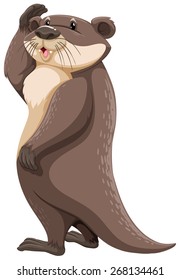 Cute borwn otter in standing posture