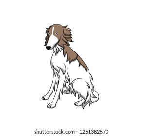 Cute Borzoi Cartoon Dog. Vector illustration of purebred borzoi dog.