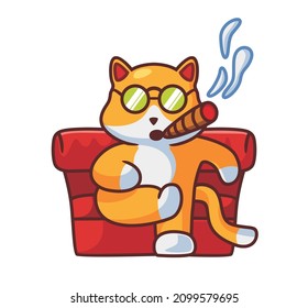 Cute Boss Cat With Cigarette