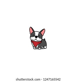 Cute Boston Terrier Dog Smiling, Vector Illustration