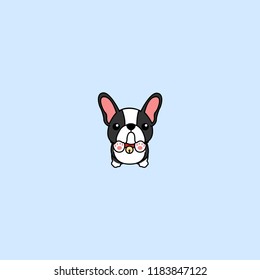 Cute boston terrier puppy jumping, vector illustration