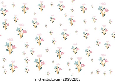 Cute botanical ditsy seamless patterns vector ornament design It\'s a form created by freehand merging. Create beautiful fabric patterns design for print used in the ,wallpaper, fashion industry