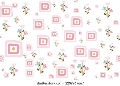 Cute botanical ditsy seamless patterns vector ornament design It's a form created by freehand merging. Create beautiful fabric patterns designed for print used in the ,wallpaper, fashion industry