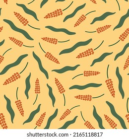 Cute botanical pattern. Seamless background in doodle style
