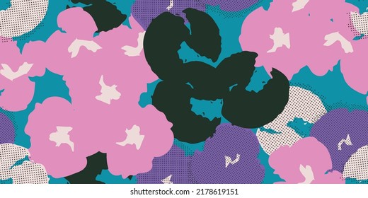 Cute botanical seamless pattern with flowers. Vector background, print, design